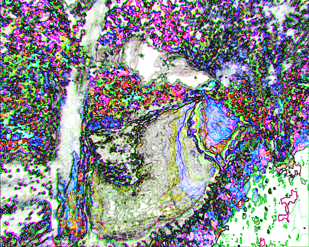 Digital painting of a lazy river in New Hampshire as our strange vision takes on color